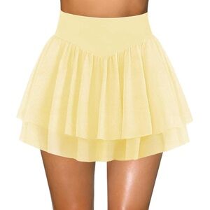 Womens Pleated Skort, High Waisted, with Shorts Underneath Pocket